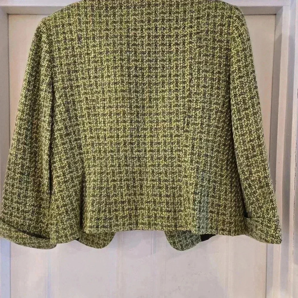 Tahari Arthur S. Levine Womens Tweed Open Blazer Green Size 14 - Picture 3 of 11